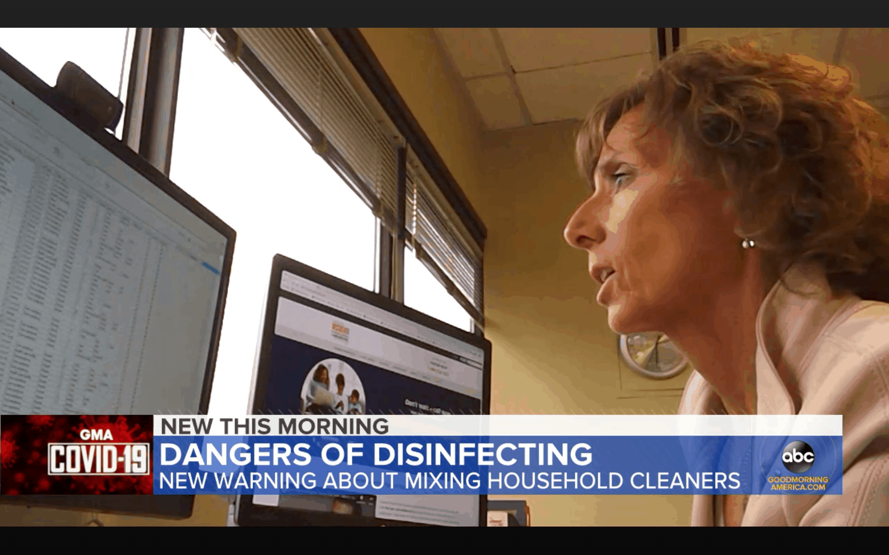 Julie Weber, Missouri Poison Center Director, speaking during a Good Morning America segment on the dangers of mixing household cleaners during COVID-19