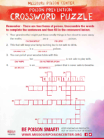 Poison Prevention crossword story activity sheet featured image