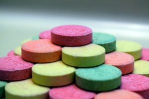A colorful pile of antacids
