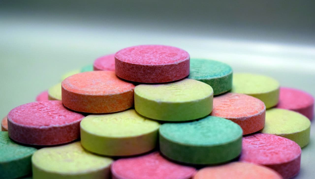 A colorful pile of antacids
