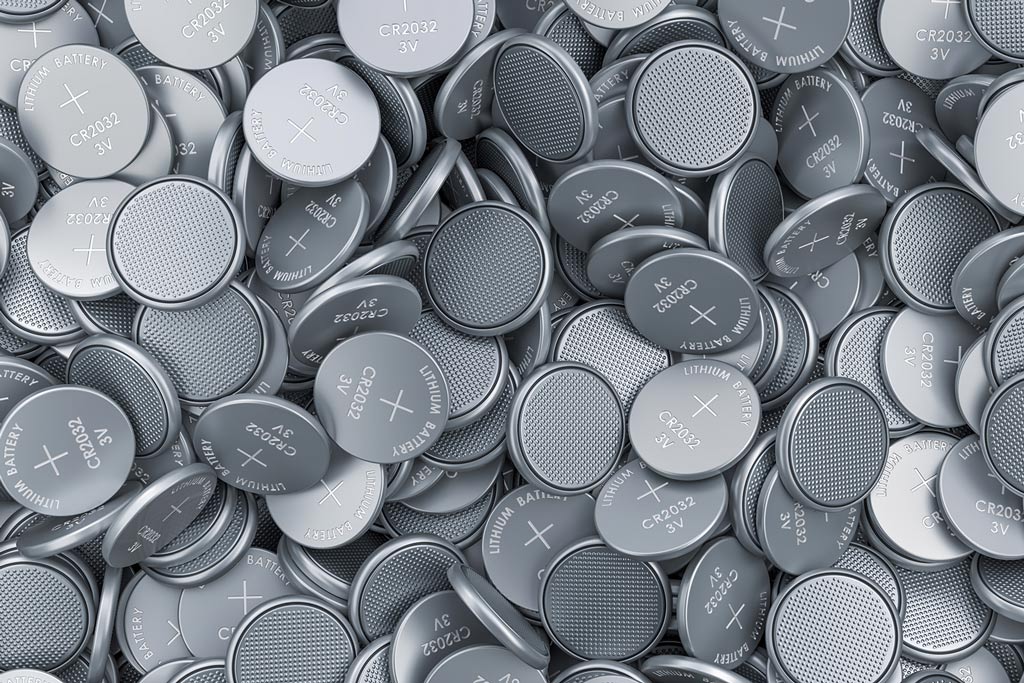 A pile of 3v disc batteries.