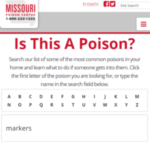 Is This a Poison? search tool on the Missouri Poison Center website
