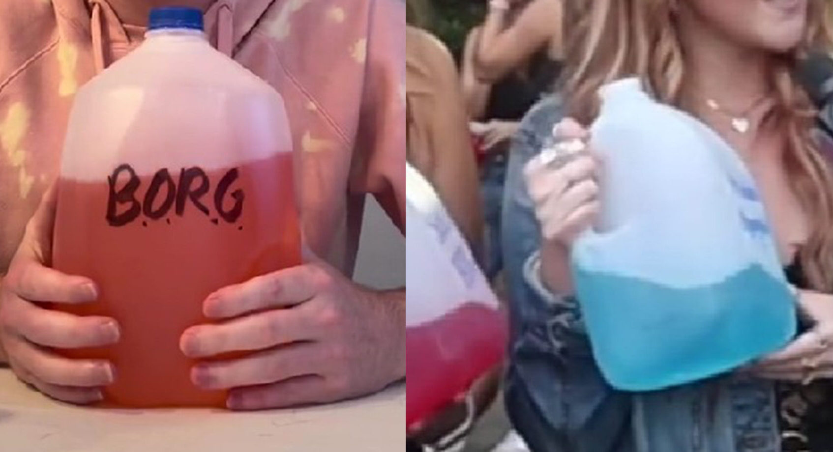 person holding a BORG drink