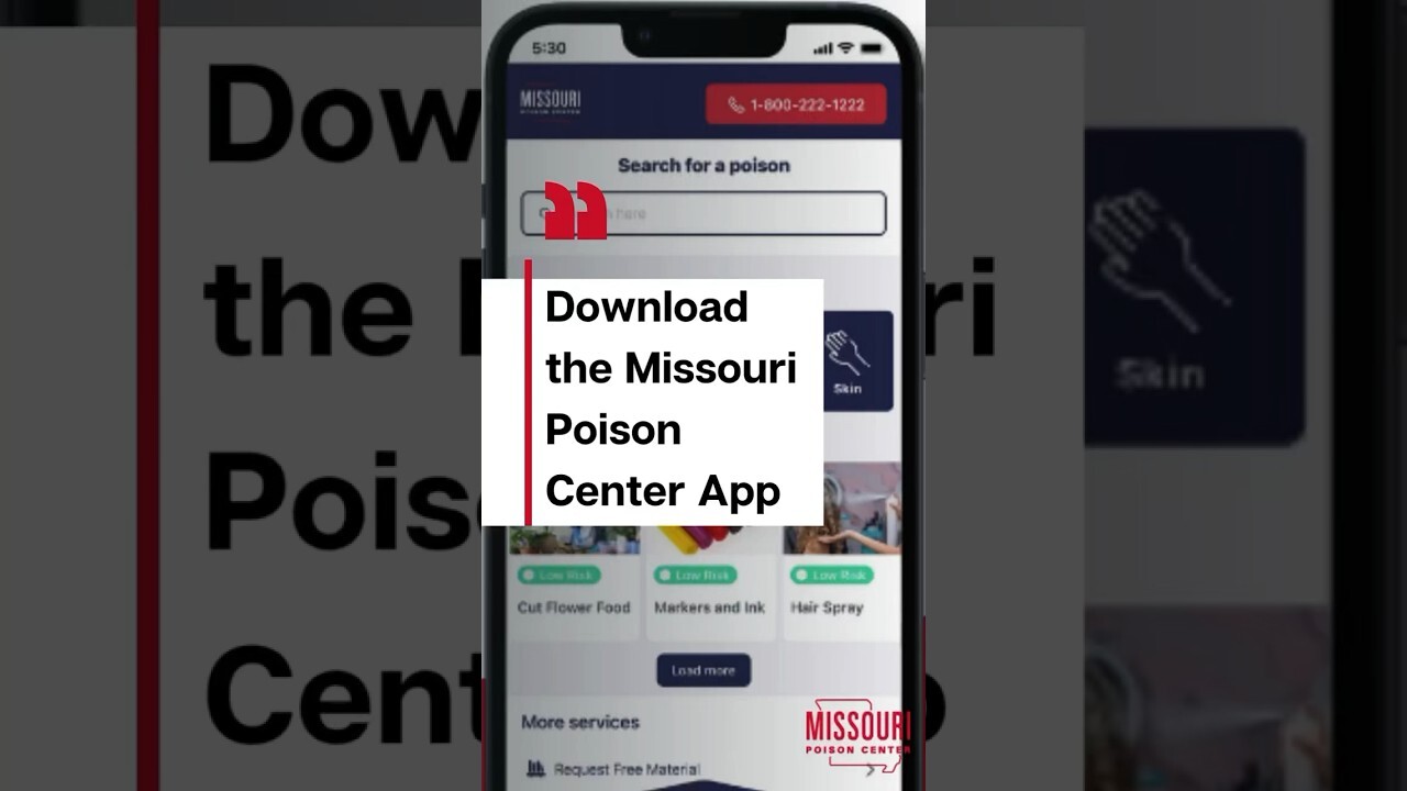 Mobile phone download the Missouri Poison Center App